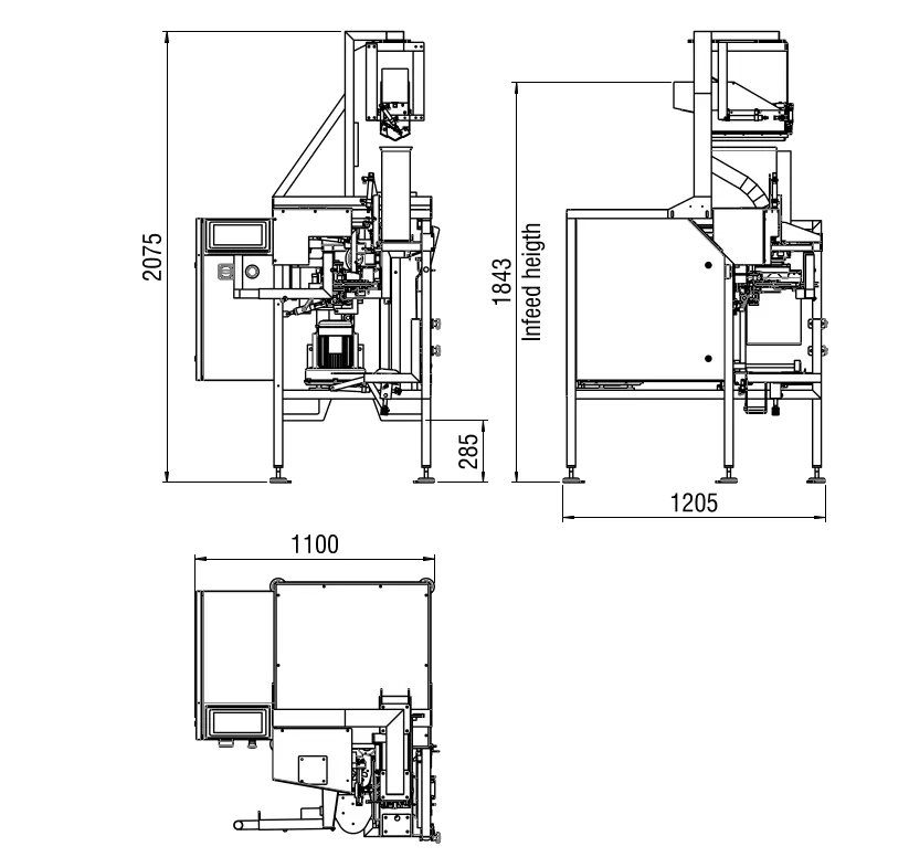 2D layout of newtec packing machine for wicketed bags PEB40